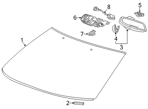 2015 Chevrolet Corvette Windshield Glass Mirror Inside Bracket Diagram for 22843633