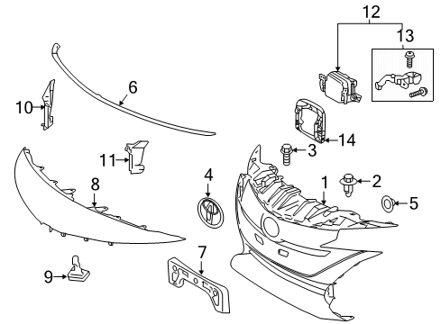 2021 Toyota Prius Prime Sonar System Front Seal Diagram for 53395-47050