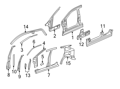 2006 Ford Focus Center Pillar, Hinge Pillar, Rocker, Uniside Reinforce Bracket Diagram for 2M5Z-54250A07-AA