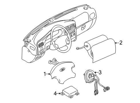 2002 Kia Spectra Air Bag Components Src Assembly Diagram for KSUJ166126