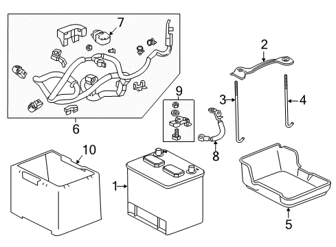 2020 Acura TLX Battery - Chassis Electrical Plate Set, Battery (70D) Diagram for 31512-T2A-A10