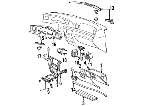 1997 Lincoln Continental Instrument Panel Switch Assembly Diagram for F5OY14D695A