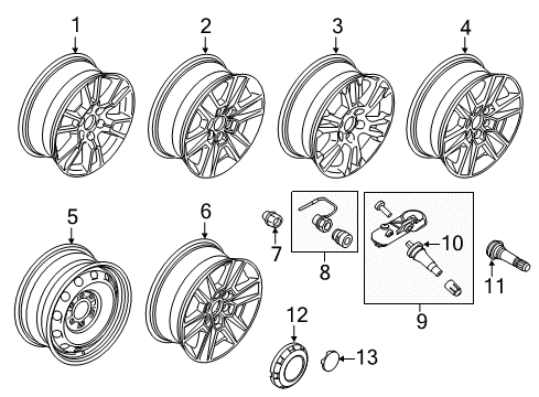 2015 Ford F-150 Wheels Wheel, Alloy Diagram for FL3Z-1007-D