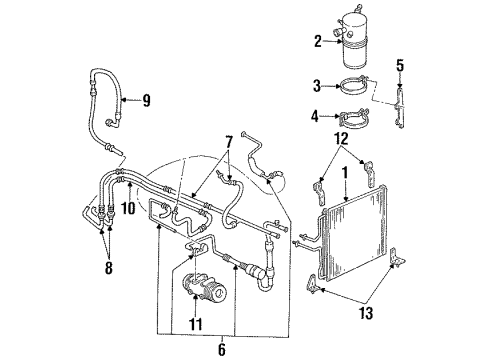 1986 Ford Aerostar A/C Condenser, Compressor & Lines AC Hoses Diagram for E69Z19867A