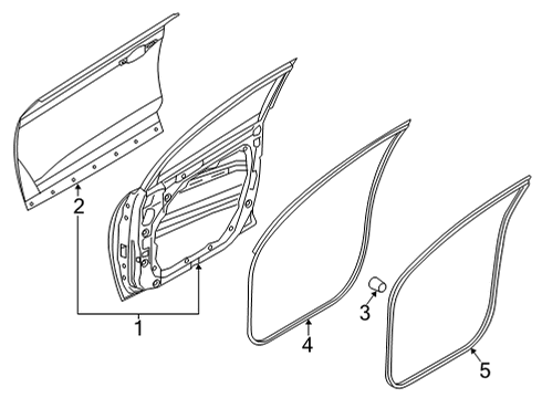 2022 Hyundai Santa Cruz Door & Components W/STRIP ASSY-FR DR SIDE RH Diagram for 82140-K5000