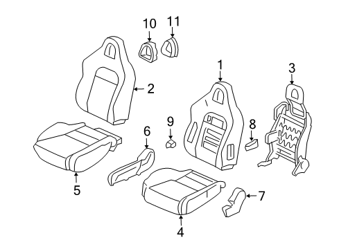 2005 Honda Civic Front Seat Components Pad Assembly, Right Front Seat Cushion Diagram for 81132-S5T-G41
