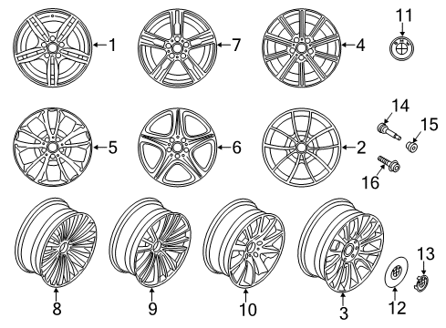 2014 BMW 650i Wheels Disc Wheel, Light Alloy, Bright-Turned Diagram for 36116851072