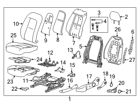 2018 Chevrolet Bolt EV Driver Seat Components Seat Back Panel Diagram for 13521792