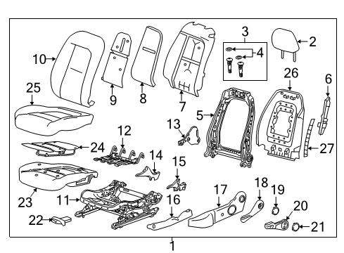 2018 Chevrolet Bolt EV Driver Seat Components Recliner Handle Diagram for 42435819