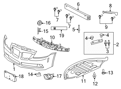 2009 Pontiac G8 Front Bumper Energy Absorber Diagram for 92201784