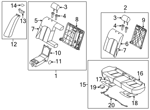 2018 Hyundai Sonata Rear Seat Components Cushion Assembly-Rear Seat Diagram for 89100-C2KG0-XTR