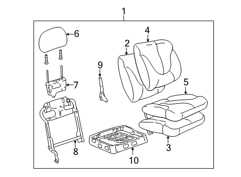 2002 GMC Sierra 2500 Rear Seat Components Pad, Rear Seat Cushion Diagram for 12477418