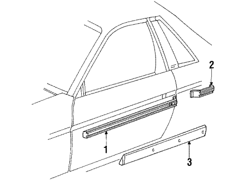 1986 Pontiac Fiero Door & Components Molding Asm, Front Side Door Center Rear Diagram for 20501863