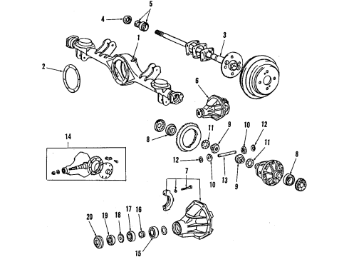 1992 Toyota Corolla Rear Axle, Differential, Propeller Shaft Rear Differential Carrier Assembly Diagram for 41110-12220
