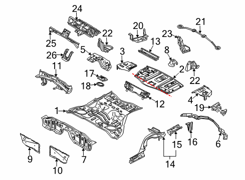 2007 Nissan 350Z Rear Body - Floor & Rails Floor-Rear, Rear Side RH Diagram for 74530-CD000