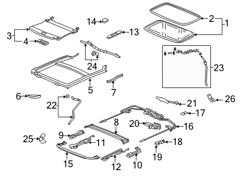 2011 Honda Ridgeline Sunroof Switch, Tilter Diagram for 70431-SEA-A01