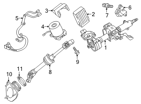 2017 Toyota Camry Steering Column Assembly Control Module Diagram for 89650-06372