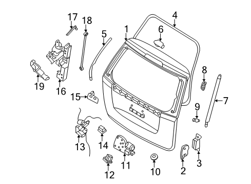 2014 Kia Sedona Lift Gate Lifter Assembly-Tail Gate Diagram for 817814D001