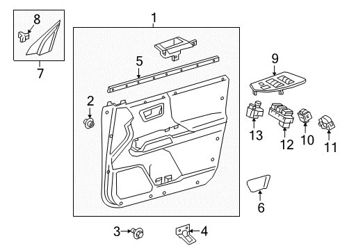 2021 Toyota Tacoma Rear Door Door Trim Panel Diagram for 67620-04481-C2