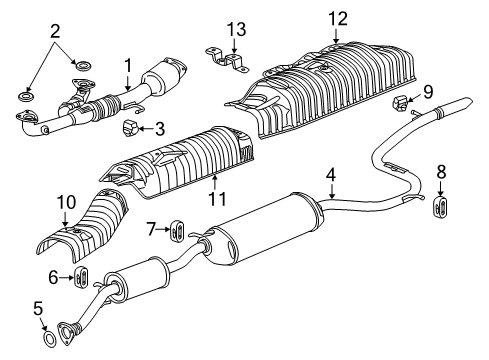 2015 Honda Odyssey Exhaust Components Muffler, Exhuast Diagram for 18307-TK8-A11
