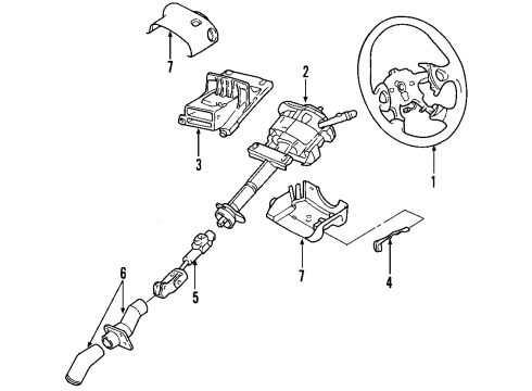 2007 Buick Terraza Steering Column, Steering Wheel Steering Wheel Diagram for 15774465