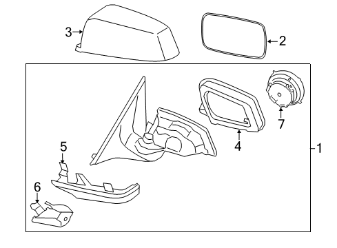 2012 BMW 750Li xDrive Outside Mirrors Outside Mirror Without Glass Heated Right Diagram for 51167282146