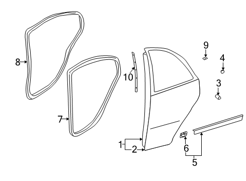 2003 Hyundai Elantra Rear Door Weatherstrip Assembly-Rear Door Side RH Diagram for 83140-2D000