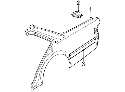 1990 Toyota Cressida Quarter Panel Outer Components, Exterior Trim Cable Sub-Assy, Fuel Lid Lock Control Diagram for 77035-22180