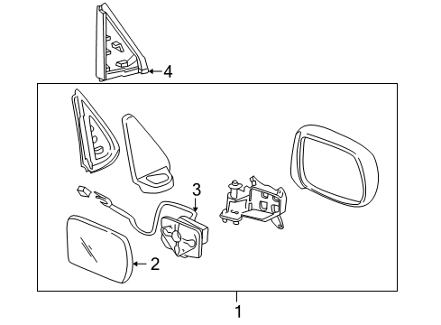 1998 Honda CR-V Mirrors Mirror Assembly, Passenger Side Door (Starlight Black Pearl) (R.C.) Diagram for 76200-S10-A11ZD