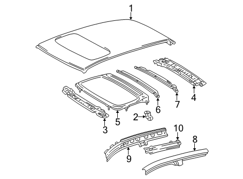2002 Lexus IS300 Roof & Components Reinforcement, Roof Panel, NO.2 Diagram for 63142-22070