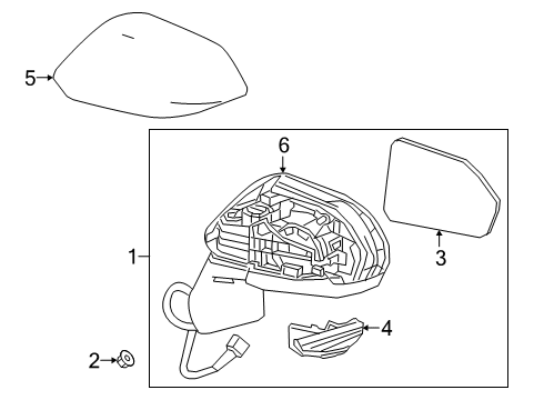 2022 Toyota Corolla Outside Mirrors Mirror Cover Diagram for 87915-02360-J0