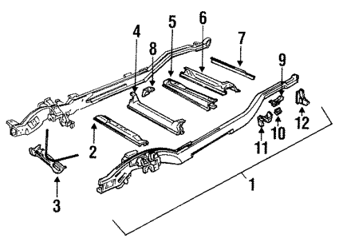 2000 Chevrolet Tahoe Frame & Components Crossmember, Trans Support *W/O Slotted Diagram for 15735499