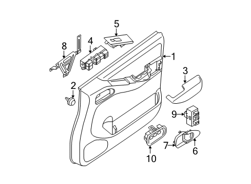 2007 Nissan Pathfinder Power Seats Front Door Armrest, Right Diagram for 80940-ZP10C