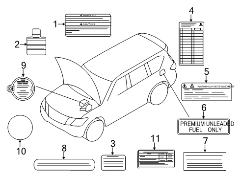 2011 Infiniti QX56 Information Labels Label Air Con Diagram for 27090-1LA0A