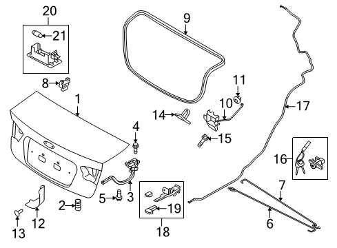 2010 Kia Forte Koup Trunk Lid Cable Assembly-Trunk Lid Release Diagram for 812801M200