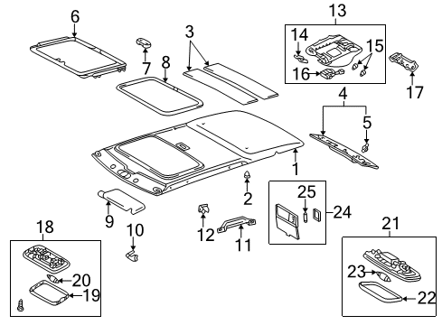 2001 Toyota 4Runner Sunroof Visor Holder Diagram for 74348-22020-E1