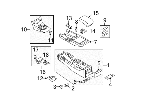 2007 Infiniti G35 Console Cap-Screw Diagram for 01307-01051