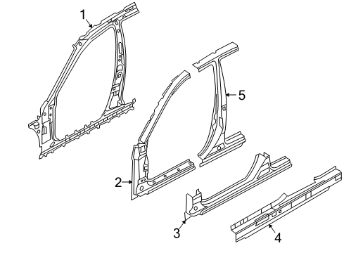 2004 Kia Amanti Center Pillar, Hinge Pillar, Rocker Panel Assembly-Side SILL Diagram for 651703F500