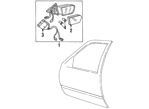 1994 Cadillac DeVille Outside Mirrors Mirror Asm-Outside Rear View Diagram for 20753376