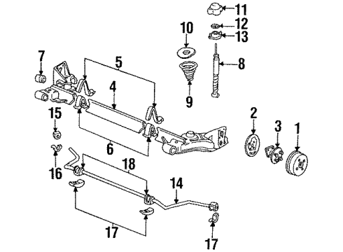 1988 Chevrolet Cavalier Rear Suspension Components, Stabilizer Bar & Components Nut-Rear Shock Absorber Diagram for 10014578