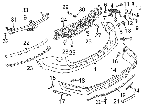 2019 Ford Explorer Rear Bumper Lower Cover Diagram for JB5Z-17K835-FA