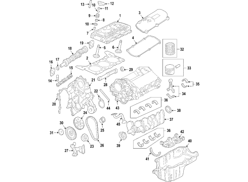 2007 Ford Freestar Engine Parts, Mounts, Cylinder Head & Valves, Camshaft & Timing, Oil Pan, Oil Pump, Balance Shafts, Crankshaft & Bearings, Pistons, Rings & Bearings Piston Diagram for 6F2Z-6108-A