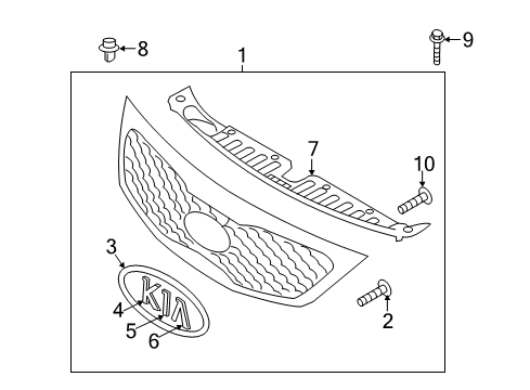 2012 Kia Sorento Grille & Components Emblem-I Diagram for 863552P000