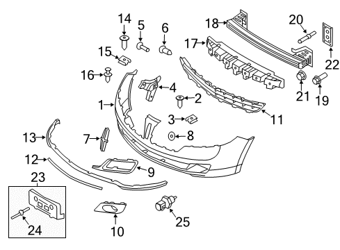 2011 Lincoln MKZ Front Bumper Impact Bar Nut Diagram for -N621940-S424