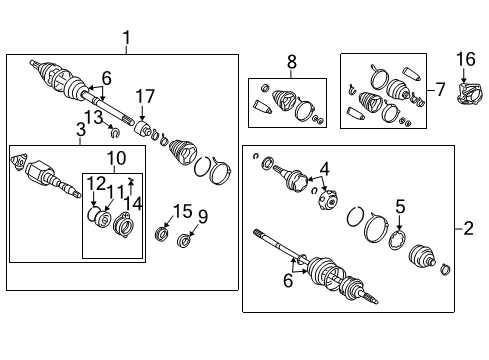 2001 Toyota Celica Drive Axles - Front Outer Joint Assembly Diagram for 43470-29596