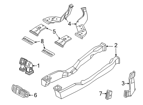 2012 Hyundai Equus Ducts Duct Assembly-Rear Ventilator No.3, Center Diagram for 97045-3N200