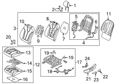 2019 Hyundai Veloster Driver Seat Components Pad Assembly-Front Seat Cushion, LH Diagram for 88150-J3050