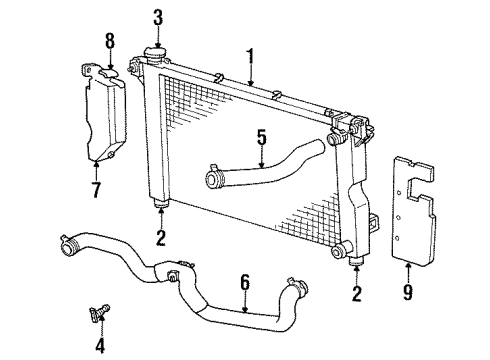 1998 Plymouth Grand Voyager Radiator & Components Engine Cooling Radiator Diagram for 5191925AA