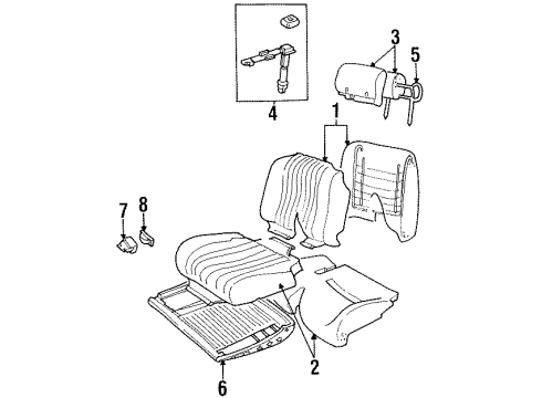 1995 Chevrolet Lumina Front Seat Components Cush Asm-P/D Seat Pad & Cover *Gray Diagram for 16774015