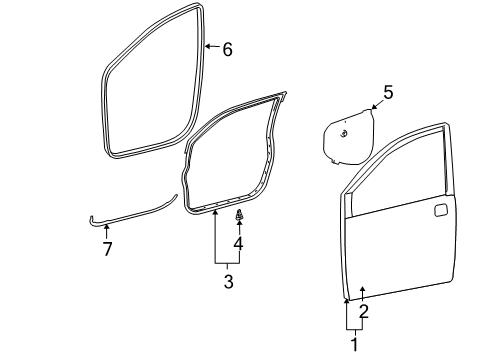 2005 Toyota Sienna Front Door Surround Weatherstrip Diagram for 62312-AE010-B0